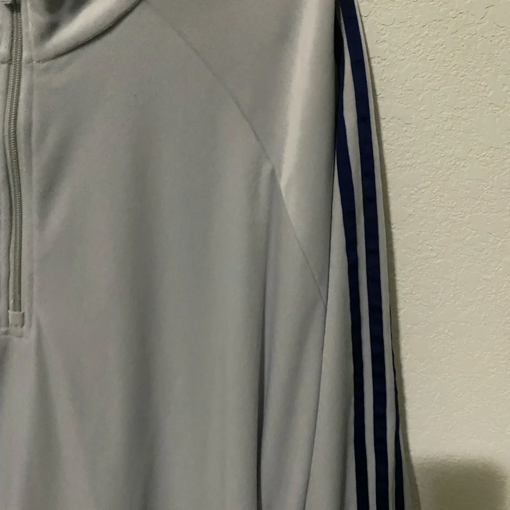 ADIDAS ORIGINALS 90’s ARCHIVE RETRO VELOUR LOGO HALF ZIP GRAY BLUE SWEATSHIRT XL
